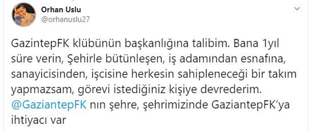 Gaziantep FK başkanlığına sürpriz aday