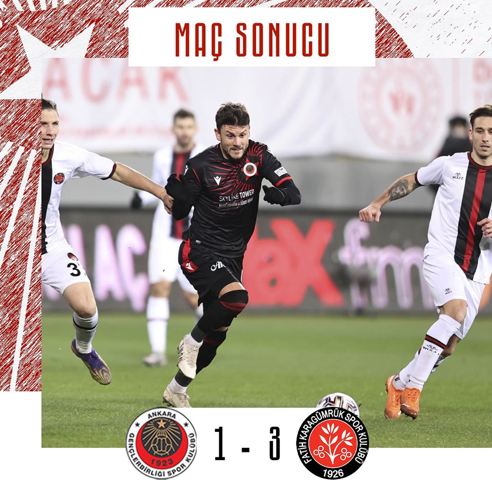 Gençlerbirliği sahasında karşılaştığı Fatih Karagümrük’e 3-1 mağlup oldu
