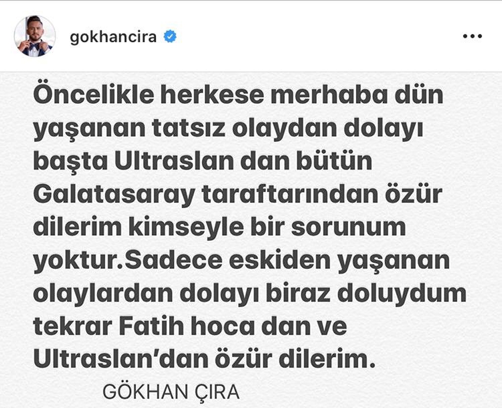 Gökhan Çıra, Fatih Terimden Özür Diledi