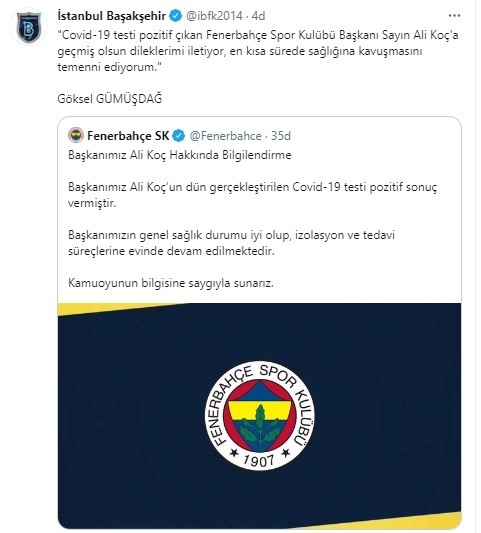 Göksel Gümüşdağ’dan, Ali Koç’a geçmiş olsun mesajı