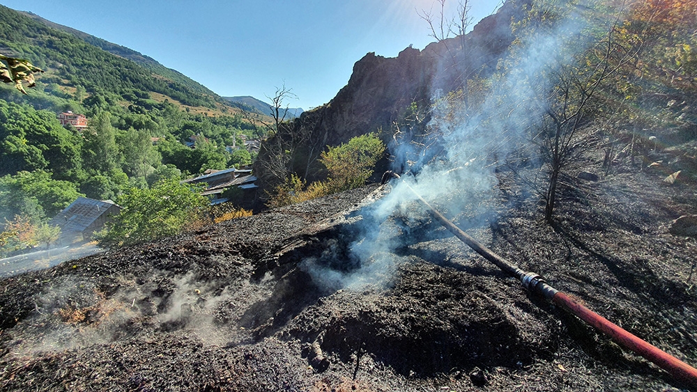 Gümüşhane’de otlar tutuştu, çok sayıda bahçe küle döndü