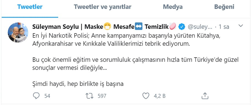 İçişleri Bakanı Soylu’dan Kırıkkale Valiliğine tebrik mesajı