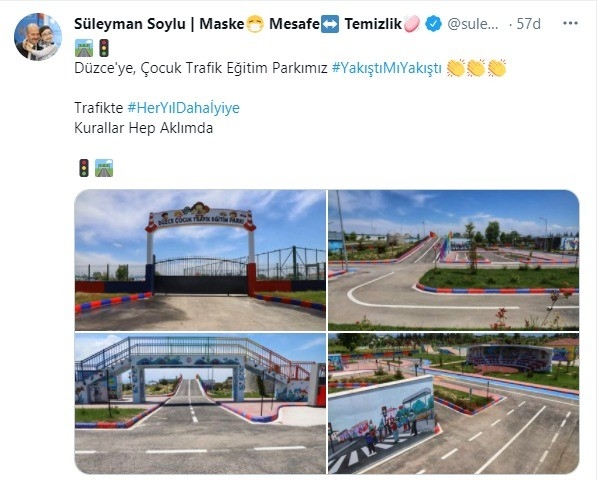 İçişleri Bakanı Süleyman Soylu’dan Düzce paylaşımı