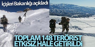 İçişleri Bakanlığı: 'Toplam 148 terörist etkisiz hale getirildi'