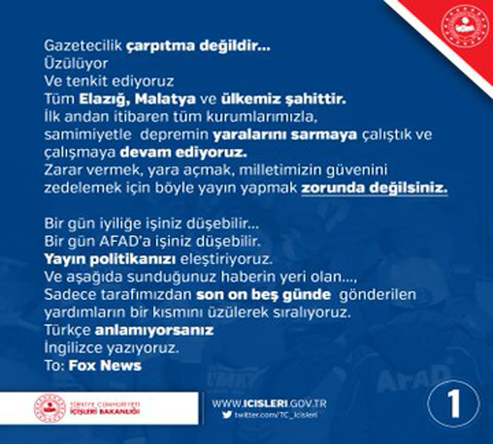 İçişleri Bakanlığından televizyon haberine tepki