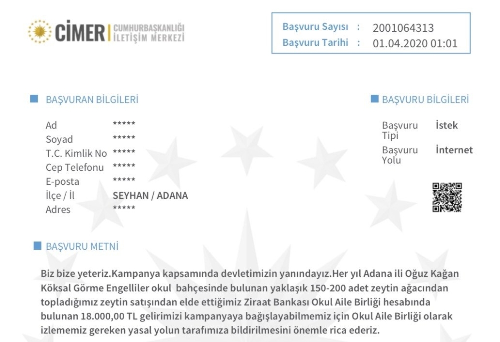 İletişim Başkanı Altun ‘Milli Dayanışma Kampanyası’na destek için gelen başvuruları paylaştı