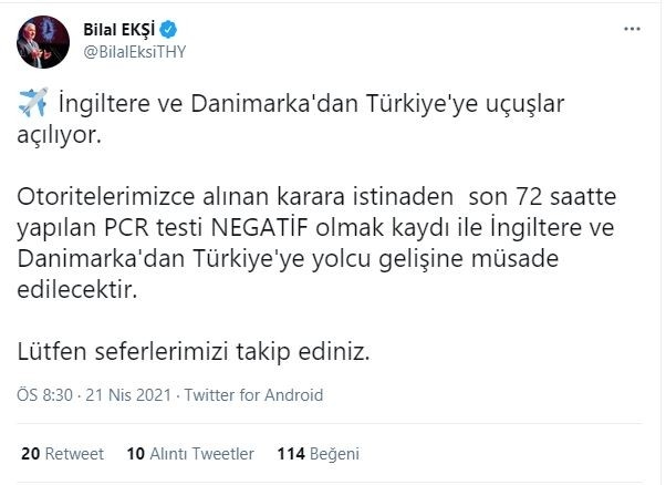 İngiltere ve Danimarka’dan Türkiye’ye uçuşlar yeniden başlıyor
