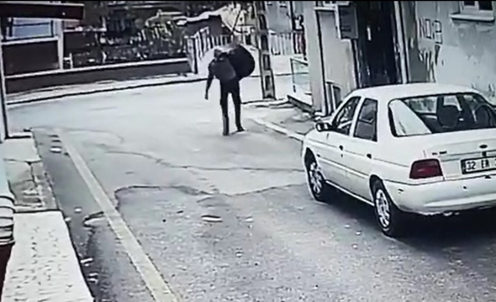 Isparta’da kazan hırsızlığı güvenlik kamerasında