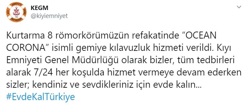 İstanbul Boğazı’ndan korona isimli gemi geçti