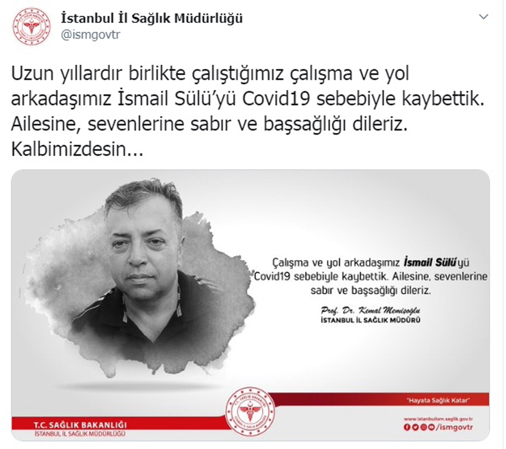 İstanbul İl Sağlık Müdürlüğünün Covid-19 kaybı