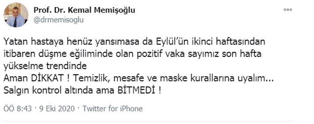 İstanbul İl Sağlık Müdürü uyardı: “Pozitif hasta sayımız yükselme trendinde”