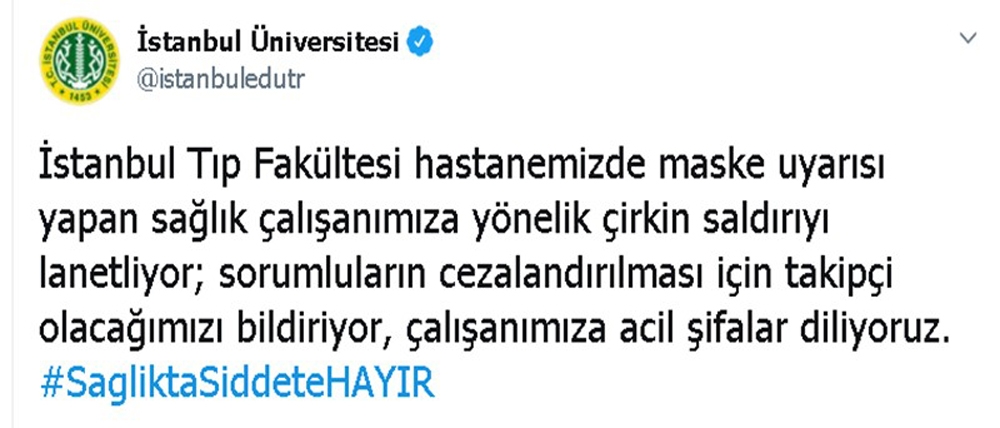 İstanbul Üniversitesi’nden saldırıya kınama