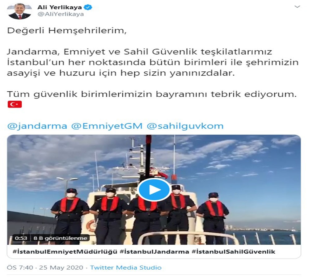 İstanbul Valisi Yerlikaya’dan anlamlı paylaşım