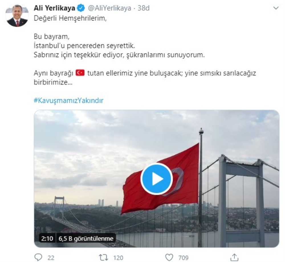 İstanbul Valisinden anlamlı bayram mesajı