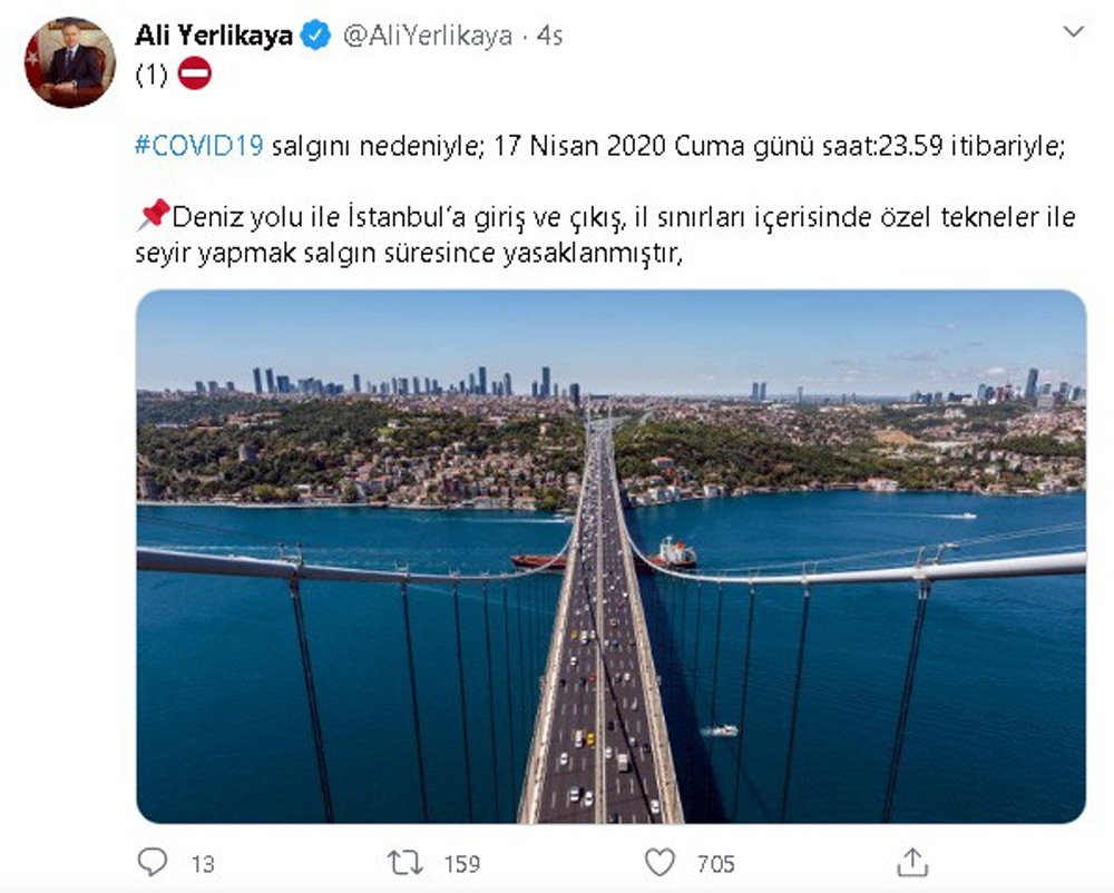 İstanbul’a deniz yoluyla giriş ve çıkışlara kısıtlama getirildi