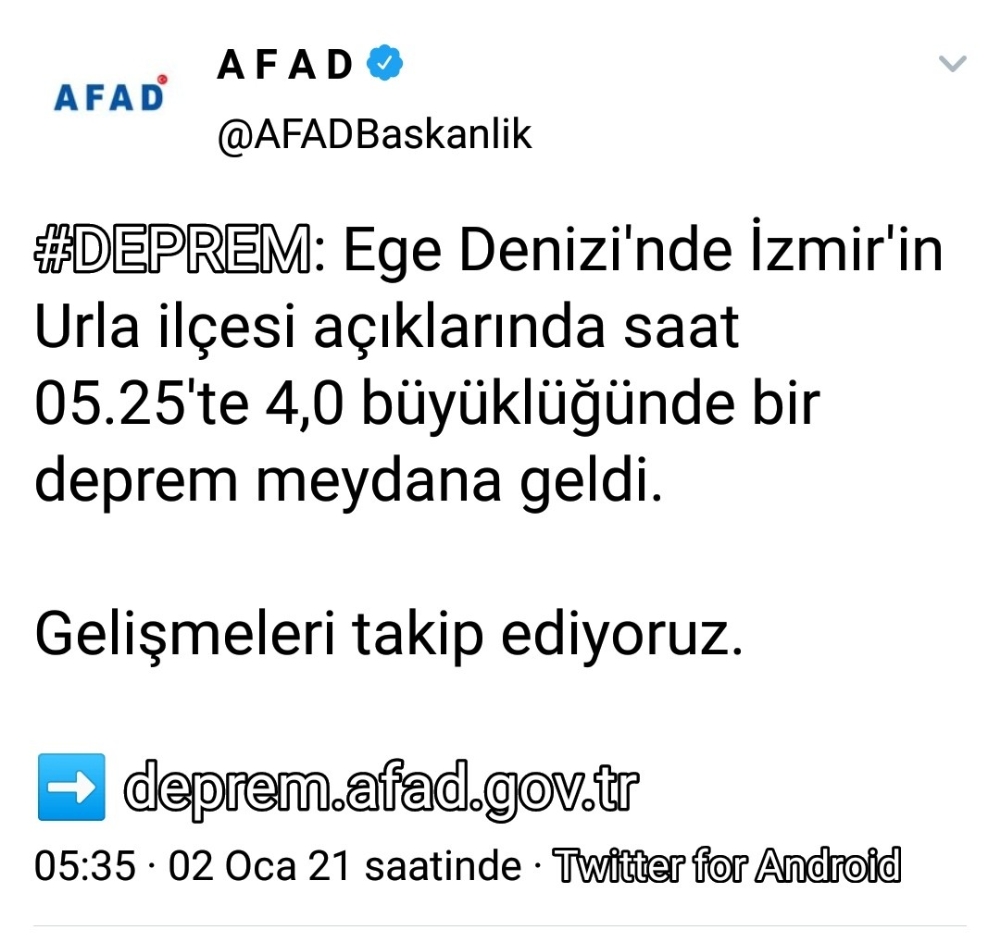 İzmir’de 4 büyüklüğünde deprem