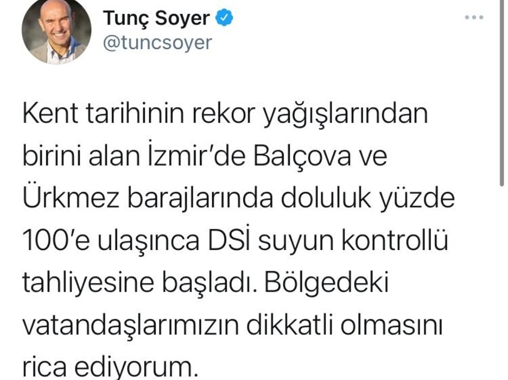 İzmir’de doluluk oranı yüzde 100’e ulaşan barajlarda tahliye işlemi