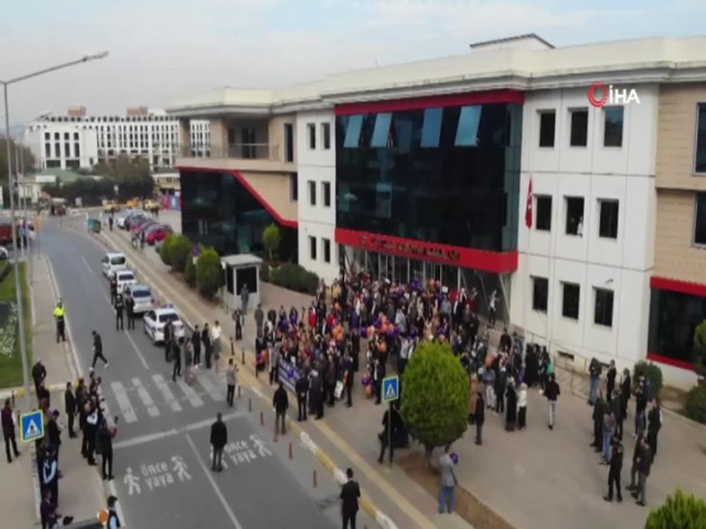 Kadına Şiddete Hayır Yürüyüşü Havadan Görüntülendi