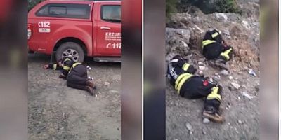 Kahraman itfaiyeciler orman yangınında yerde uyudu