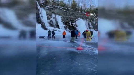 Kanadalı atlet donmuş göle yüksek dalışını başarıyla tamamladı