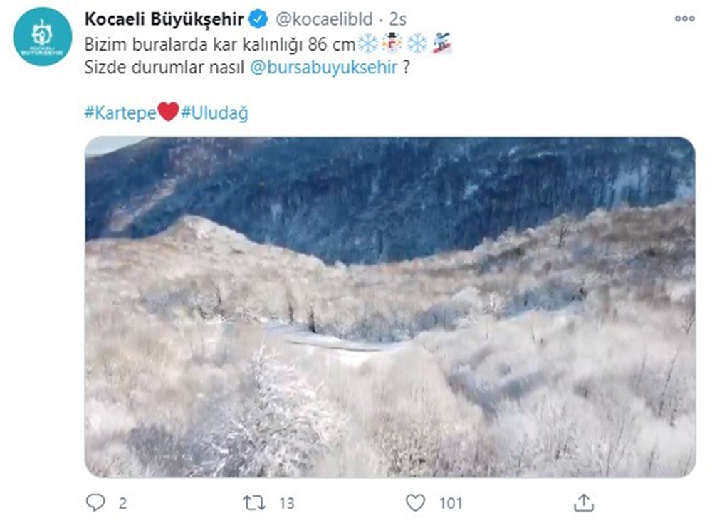 Kartepe’den paylaşılan görüntüler belediyeler arasında akım haline geldi