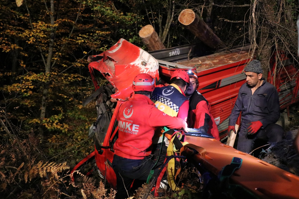 Kontrolden Çıkan Kamyon Ormana Uçtu: 2 Yaralı