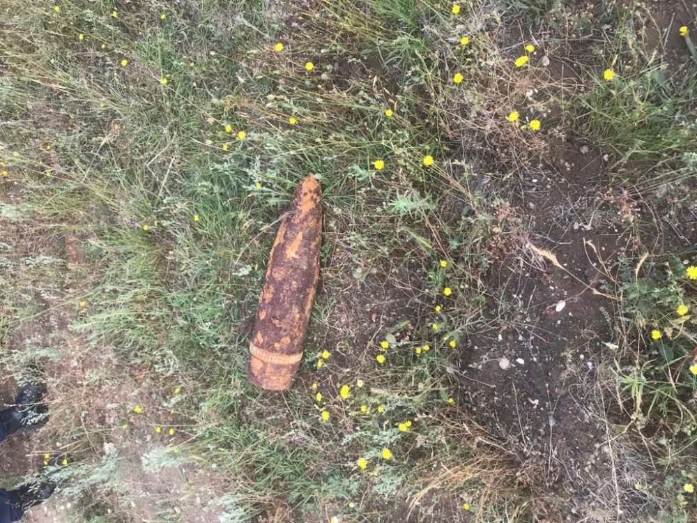 Koyunları otlatırken patlamamış top mermisi buldu