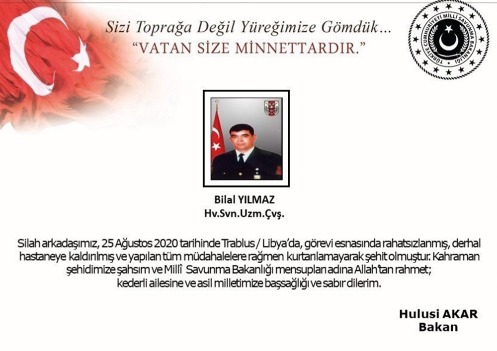 Kozanlı Uzman Çavuş Bilal Yılmaz şehit oldu