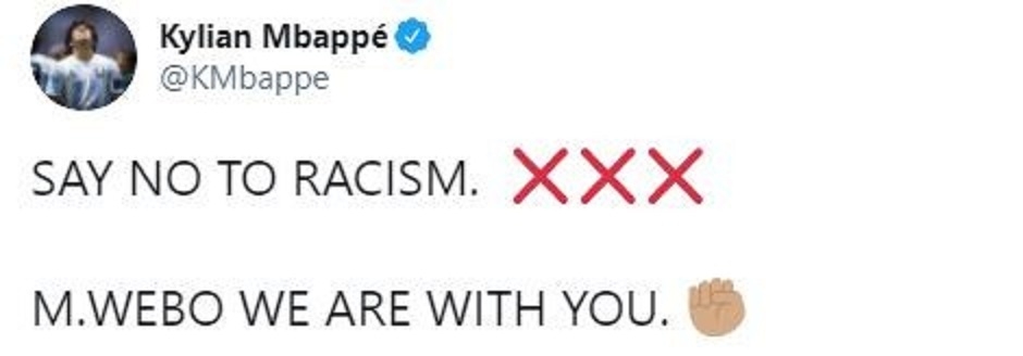 Kylian Mbappe’den Webo’ya destek