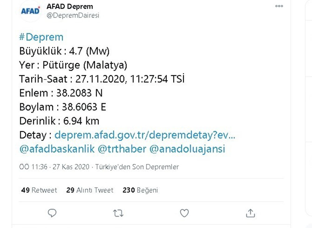 Malatya 4.7 ile sallandı