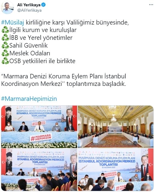 “Marmara Denizi Koruma Eylem Planı İstanbul Koordinasyon Merkezi toplantımıza başladık”