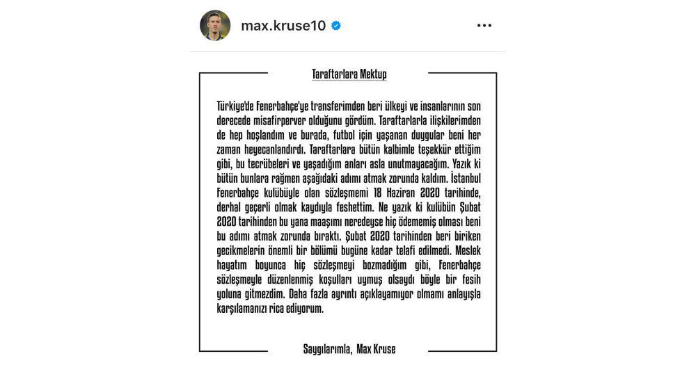 Max Kruse, ayrılığın nedenini açıkladı