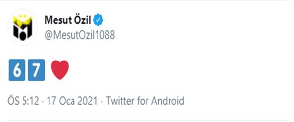 Mesut Özil’den ’67’ paylaşımı