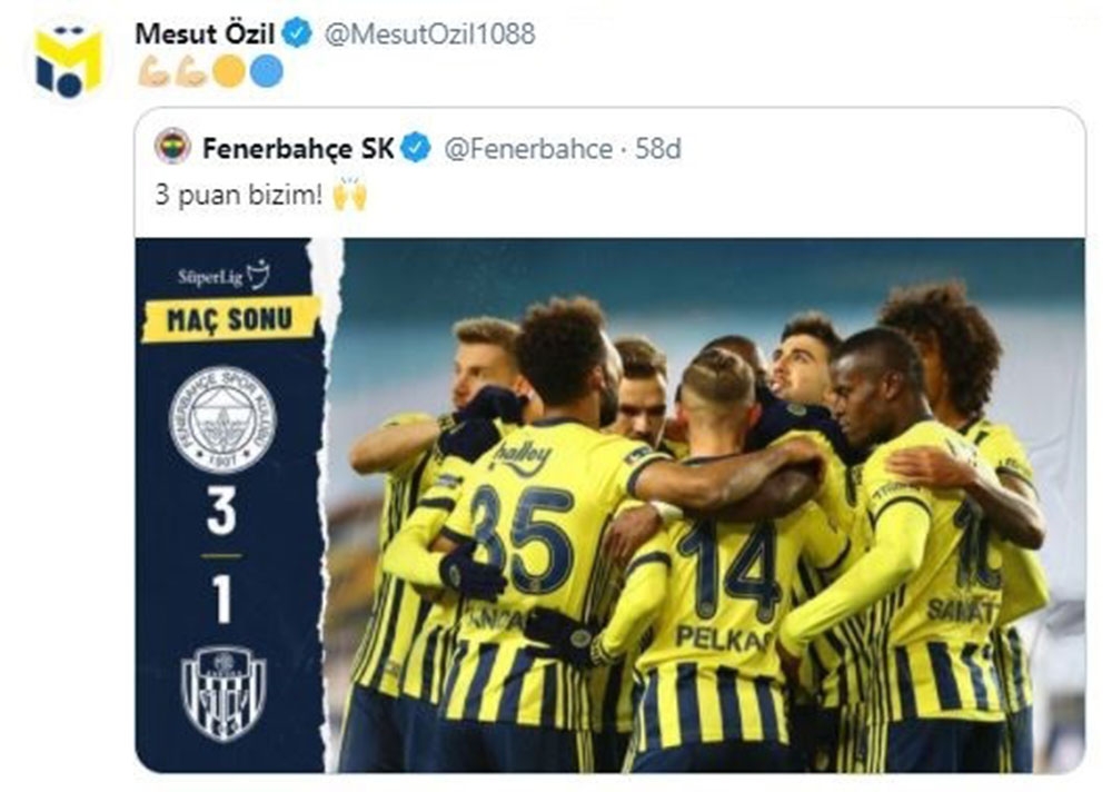 Mesut Özil’in galibiyet paylaşımı