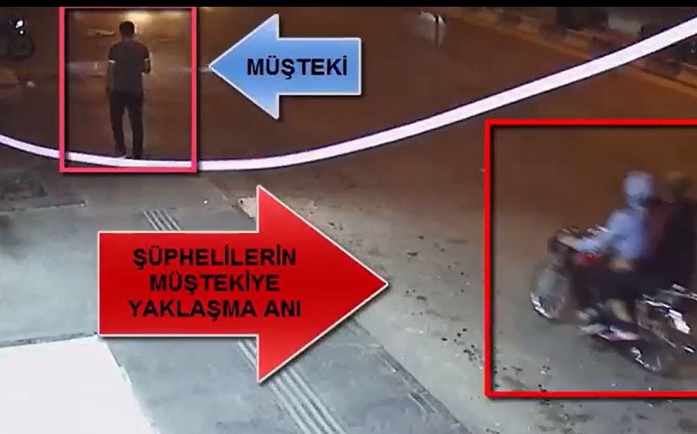 Motosikletli kapkaççı kamerada