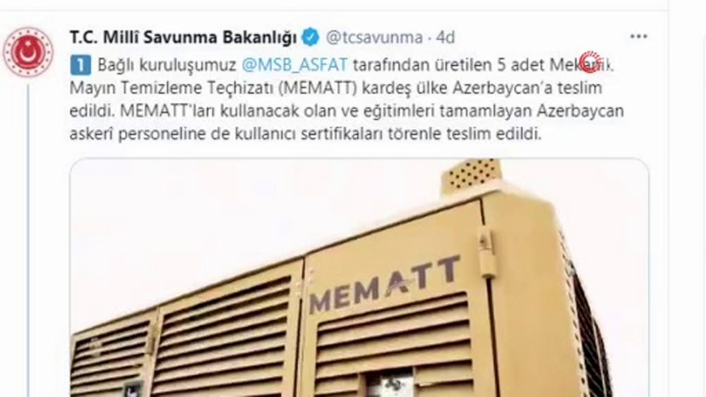 MSB: “5 adet MEMATT Azerbaycan’a teslim edildi”