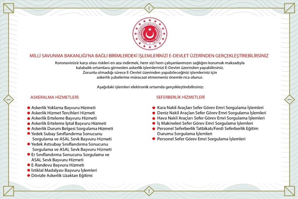 MSB bakanlığa bağlı işlemleri e-Devlet’e taşıdı