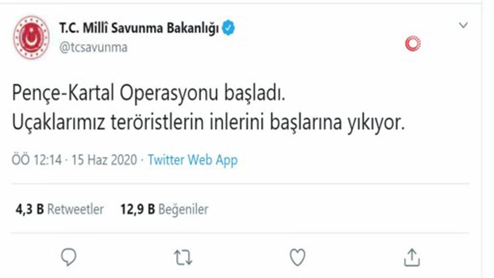 MSB:” Pençe-Kartal Operasyonu başladı”