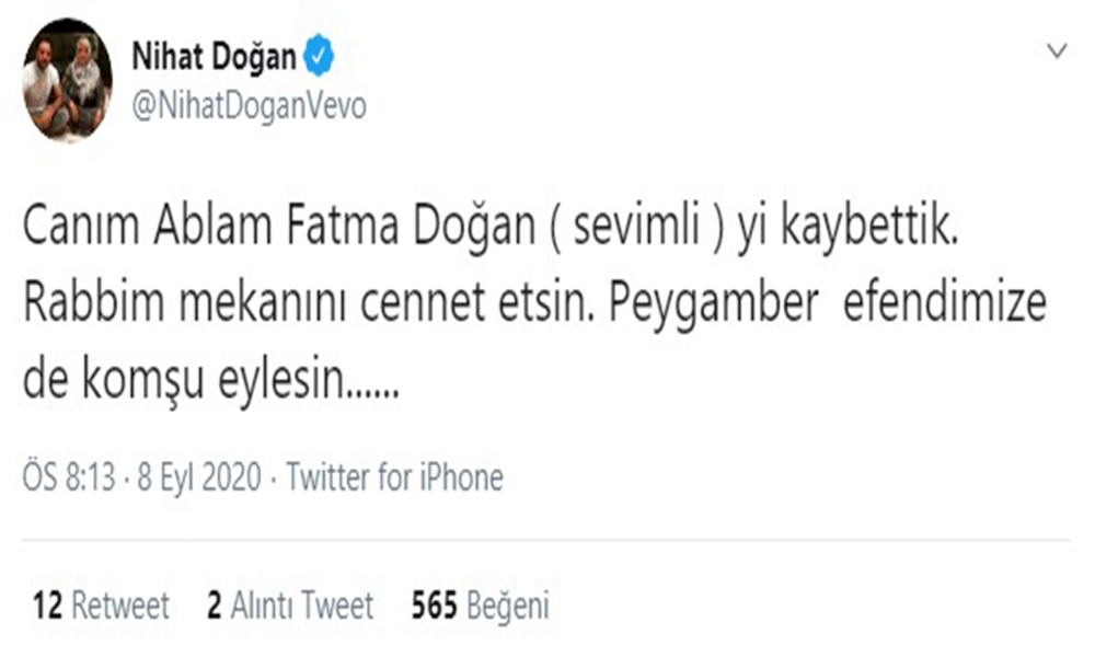 Nihat Doğan’ın ablası hayatını kaybetti