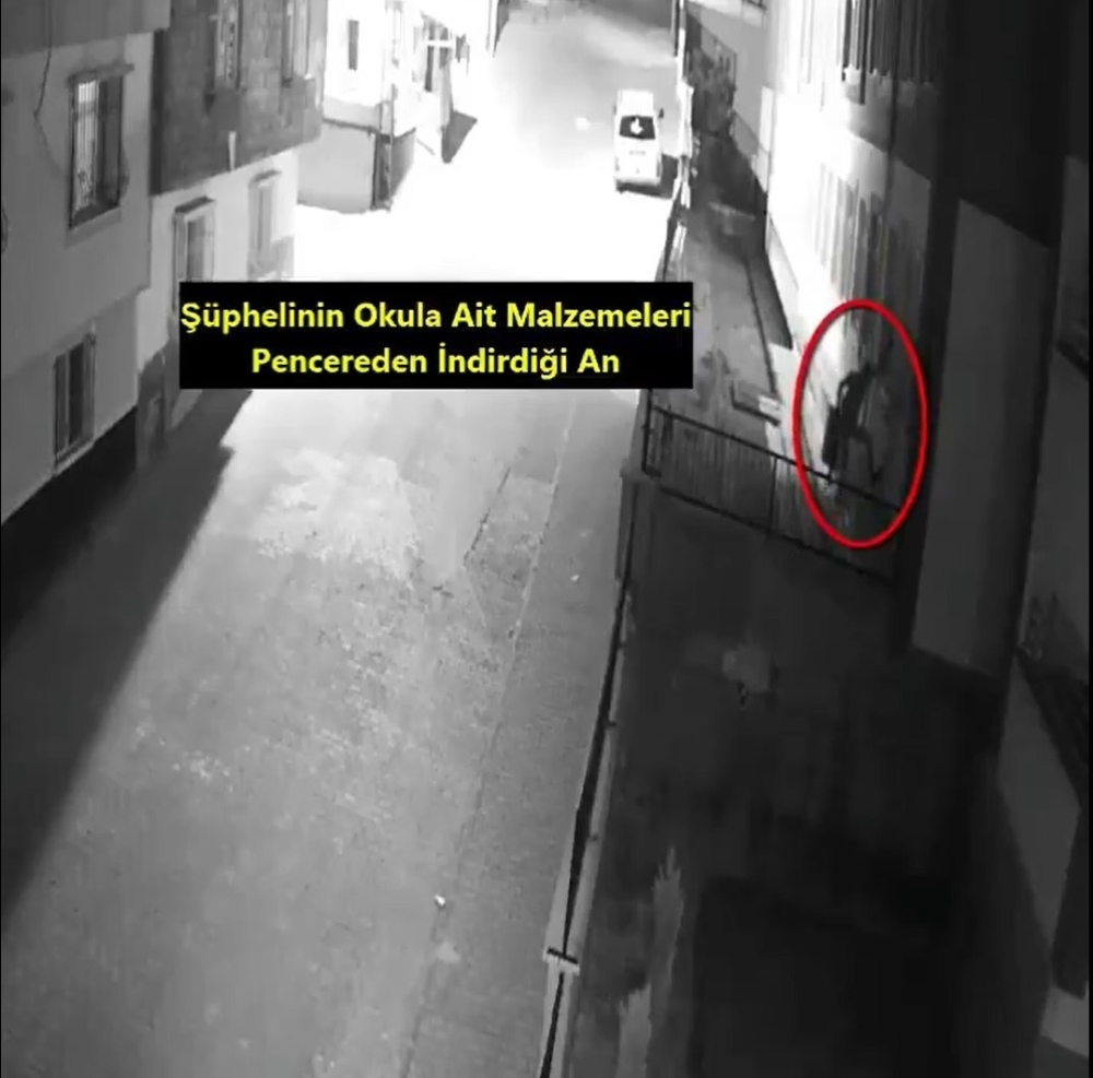 Okula giren hırsız güvenlik kamerasına yakalandı