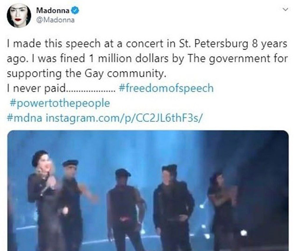 Rusya’dan Madonna’ya 1 milyon dolarlık ceza