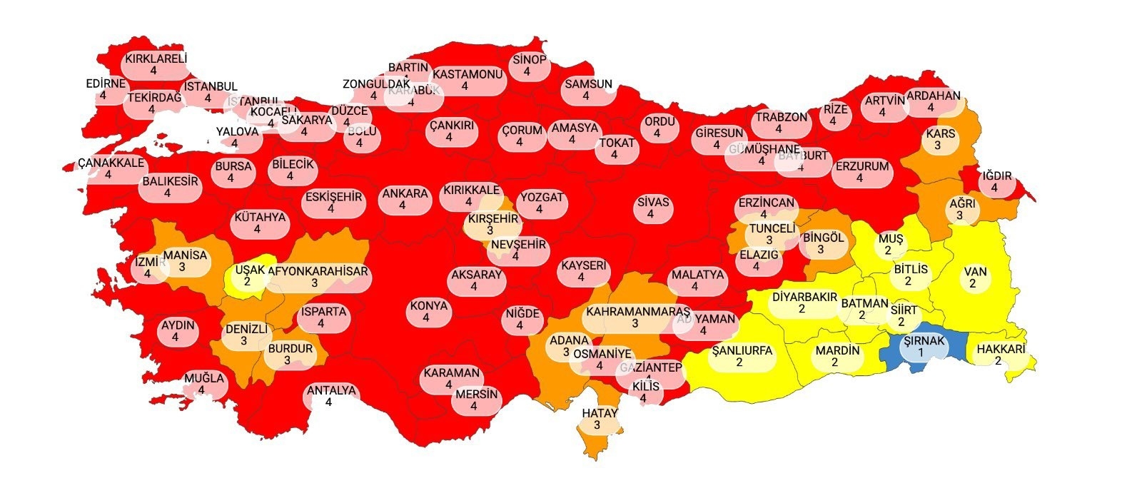 Sağlık Bakanı Koca, risk haritasını yayımladı