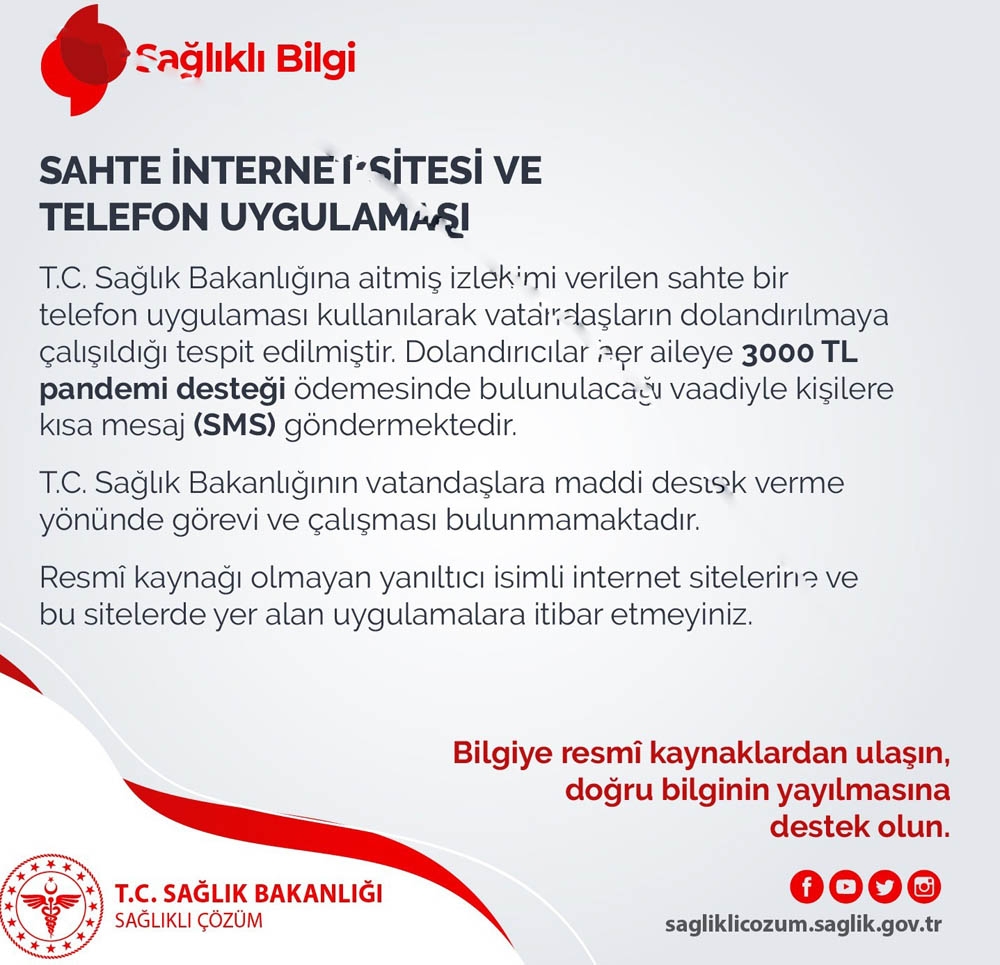 Sağlık Bakanlığı sahte telefon uygulamalarına karşı uyardı