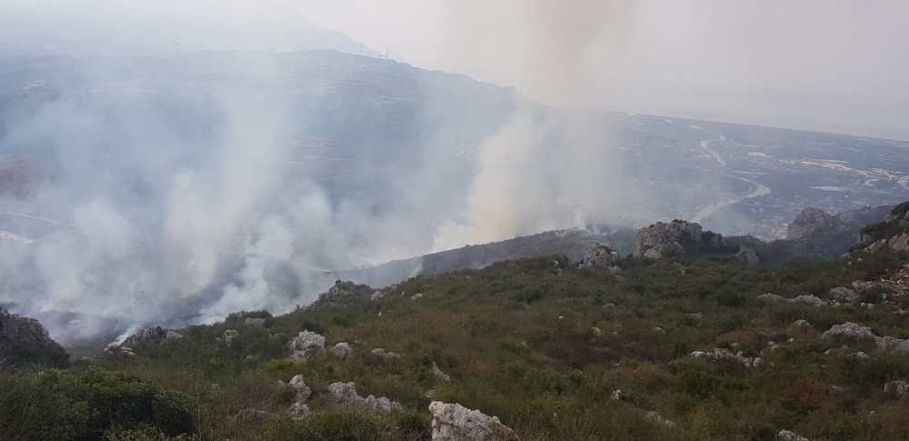 Samandağ’da otluk alanda yangın
