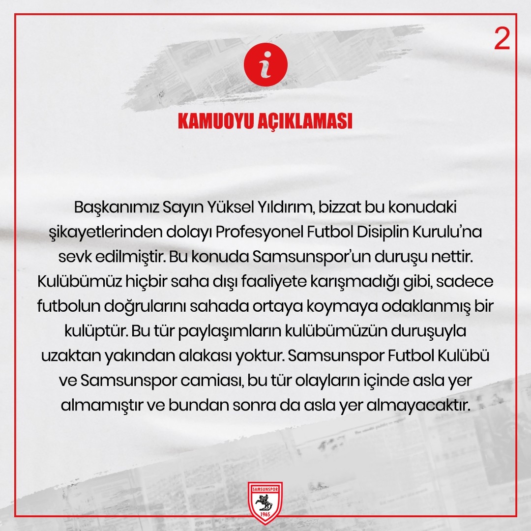 Samsunspor’dan ’algı operasyonu’ tepkisi