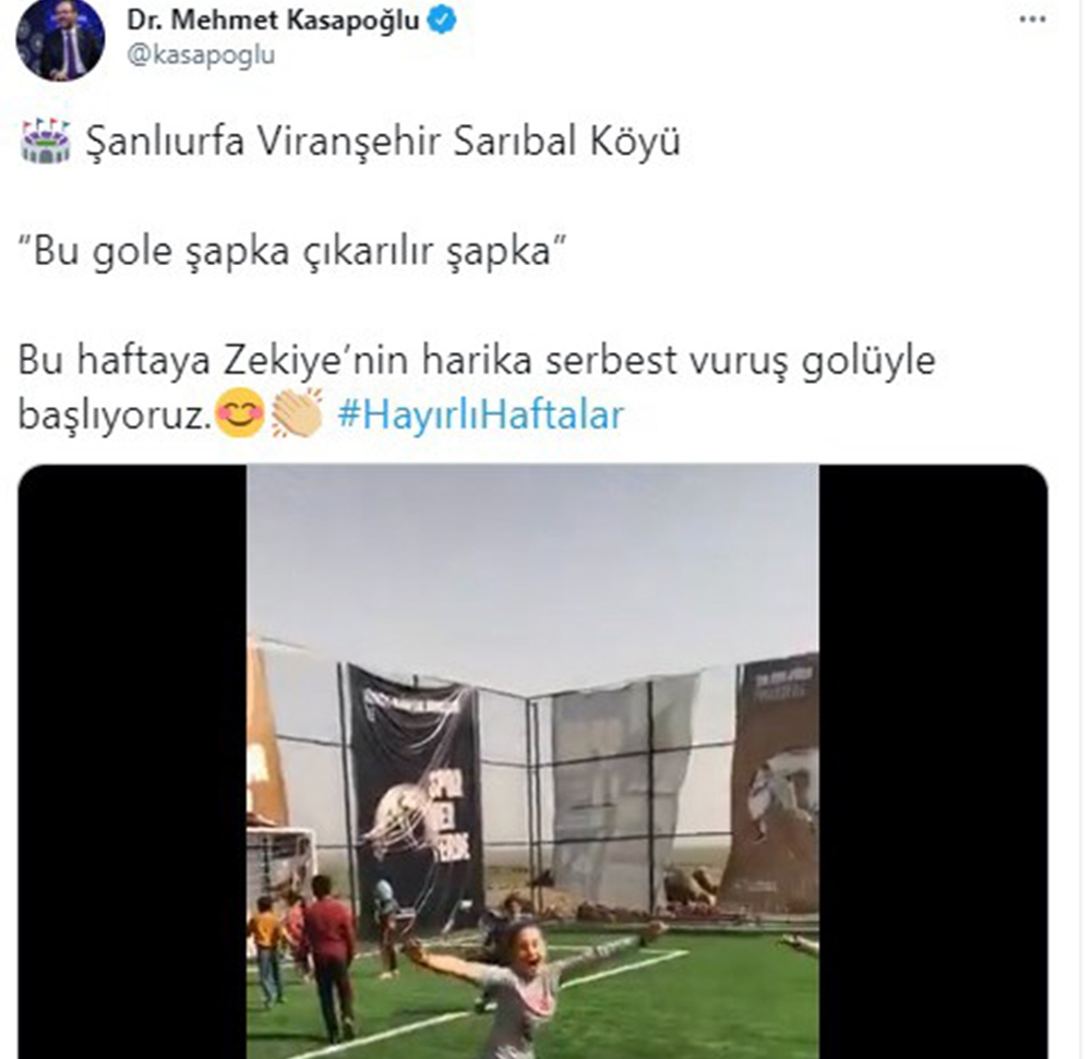 Şanlıurfalı Zekiye’nin şık golünü Bakan Kasapoğlu alkışladı