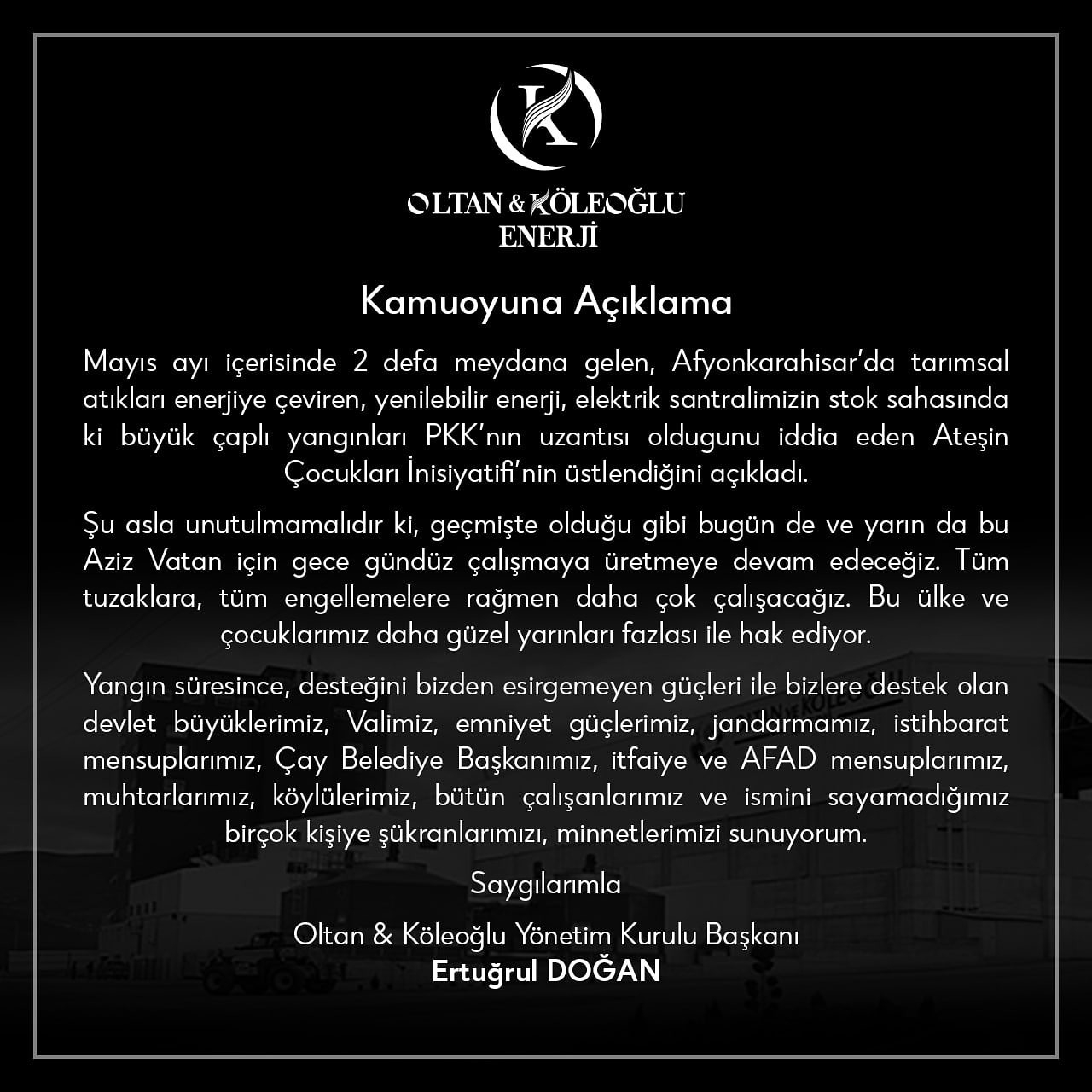 Santral yangınının altından PKK çıktı