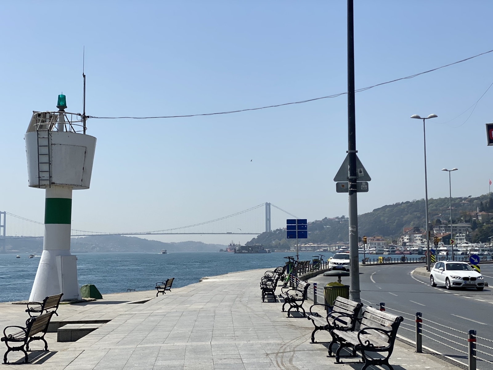 Sessizliğin hakim olduğu Bebek Sahili havadan görüntülendi