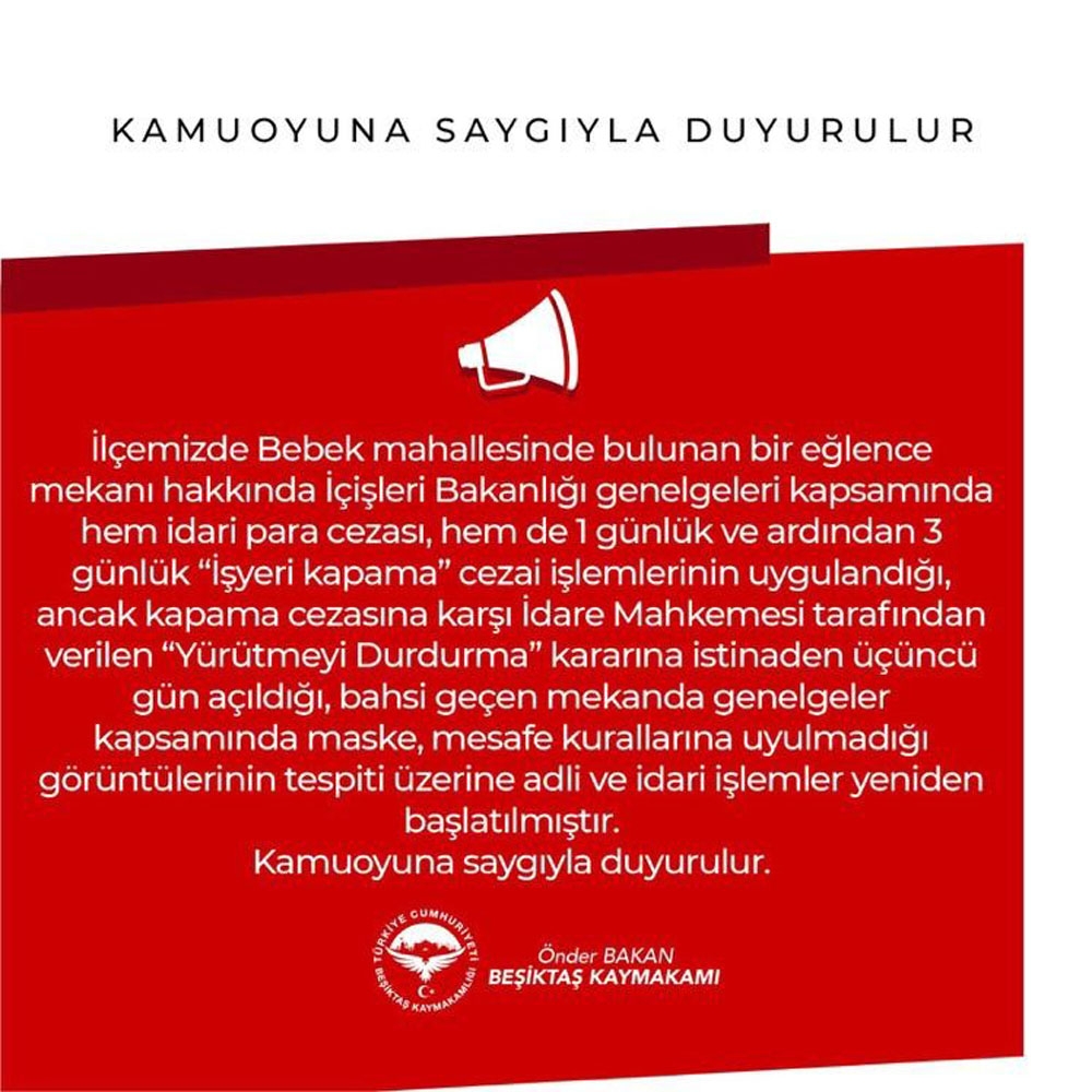 Skandal görüntülere Beşiktaş Kaymakamlığından açıklama