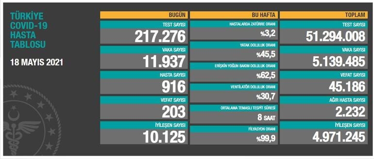 Son 24 saatte korona virüsten 203 kişi hayatını kaybetti